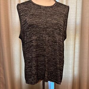 Rag & Bone Jean Heathered Black Knit Split Back Sleeveless Top Womens Size Large